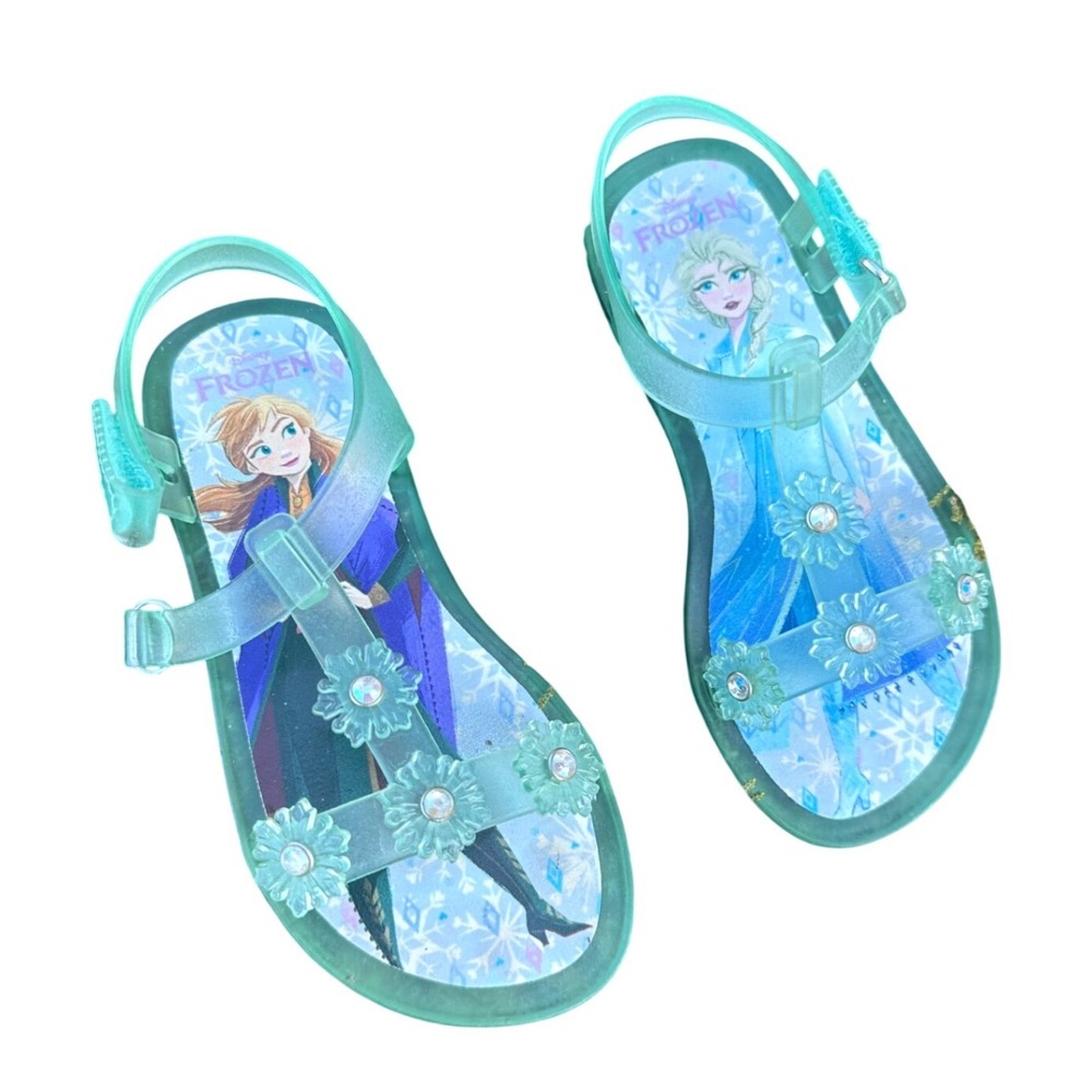 Disney Frozen Toddler Girl Strappy‎ Jelly Sandals Size 10 Blue Shoes